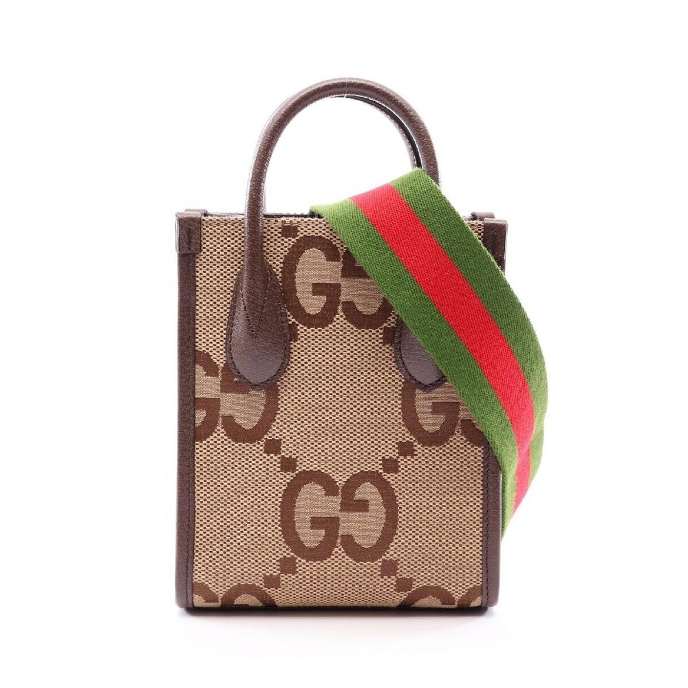 Gucci Jumbo GG Canvas Tote Bag Leather